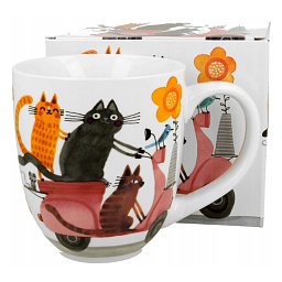 Obrázek pro produkt Hrnek Cats on scooter 1l porcelán