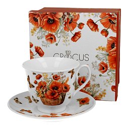 Obrázek pro produkt Šálek s podšálkem Koš vlčích máků 0,25l porcelán