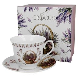 Obrázek pro produkt Šálek s podšálkem Koš levandulí 0,25l porcelán