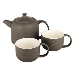 Obrázek pro produkt Souprava pro dva Hygge 0,9l/2x0,25l matná šedá porcelán