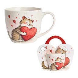 Obrázek pro produkt Hrnek Cat with Heart 0,46l porcelán