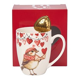 Obrázek pro produkt Hrnek se sítkem Vrabčák 0,36l porcelán