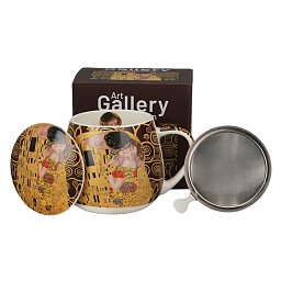 Obrázek pro produkt Hrnek byl. Klimt Kiss hnědý 0,43l porcelán