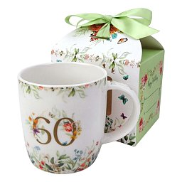 Obrázek pro produkt Narozeninový hrnek "60" v krabičce s mašlí 0,4l