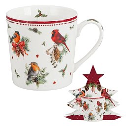 Obrázek pro produkt Hrnek Zimní ptáci 0,36l porcelán (stromeček)