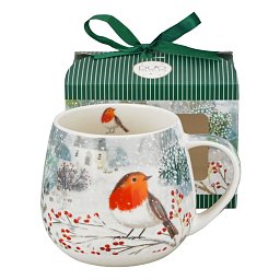 Obrázek pro produkt Hrnek Červenka ve sněhu 0,43l porcelán