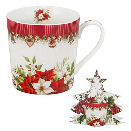 Obrázek pro produkt Hrnek Vánoční růže 0,36l porcelán (stromeček)