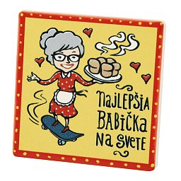 Obrázek pro produkt Dekorace magnetka Nej Babička 6x6cm